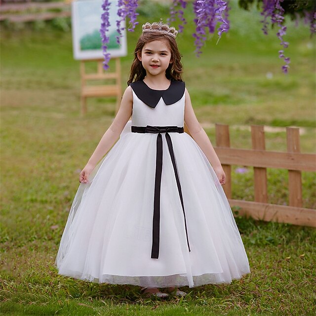 Dress Kids Party Block Girls' Color Performance Sleeveless