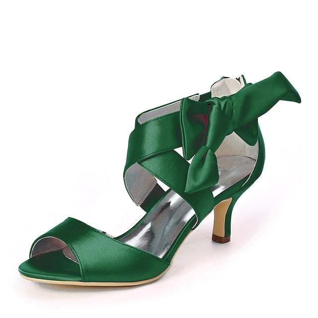 Shoes Bridal Women's Bowknot Kitten Wedding Open Heel