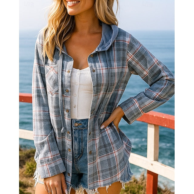 Women's Fall Outfits Shirts Jacket Coats Hooded Long Sleeve