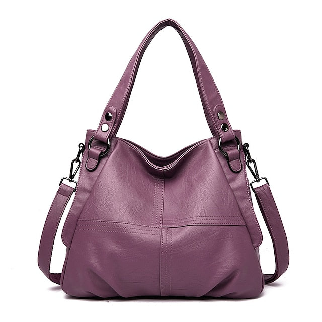 Large Shoulder – Leather Burgundy Faux Bag Women's