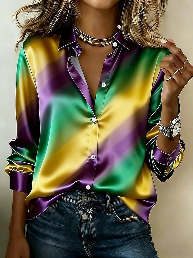 Mardi Gras Women's Shirt Graphic Geometric Vintage Stylish