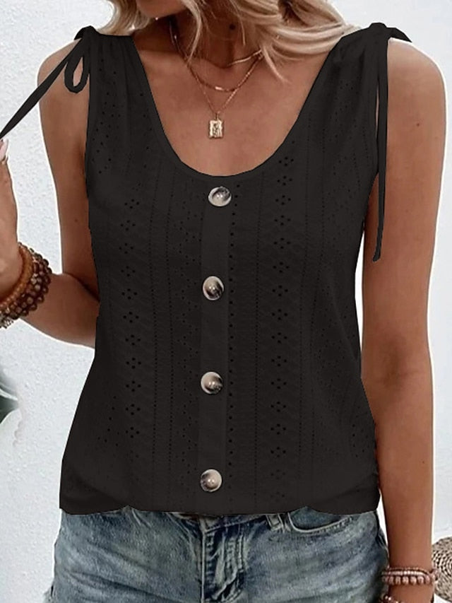 Women's Camisole Tank Top Eyelet top Dressy Tops Plain
