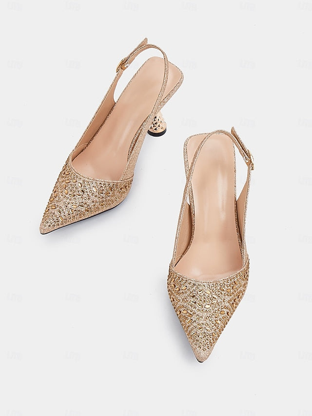 Toe Pointed – Slingback Glitter Pumps Sparkling Women's