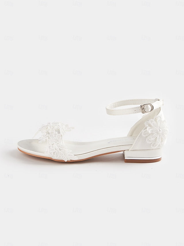 Women's Bridal Sandals Wedding Lace White Elegant Flat –
