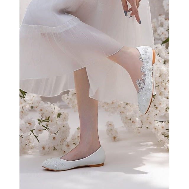 Flats – Lace Ballet White Embroidered Women's Vintage