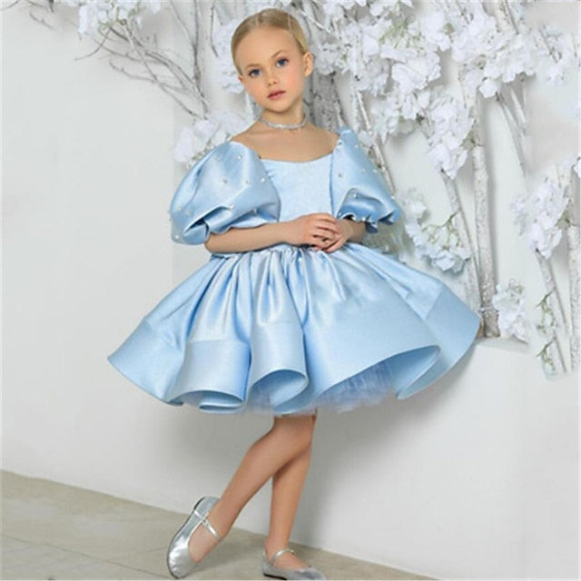 Color Girl Dress Flower Solid Girls' Kids