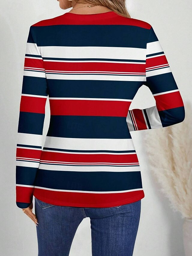 Women's T Shirt Print Graphic Striped Vintage Fashion