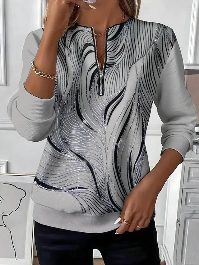 Women's Zip Up Sweatshirts Graphic Abstract Fashion Casual