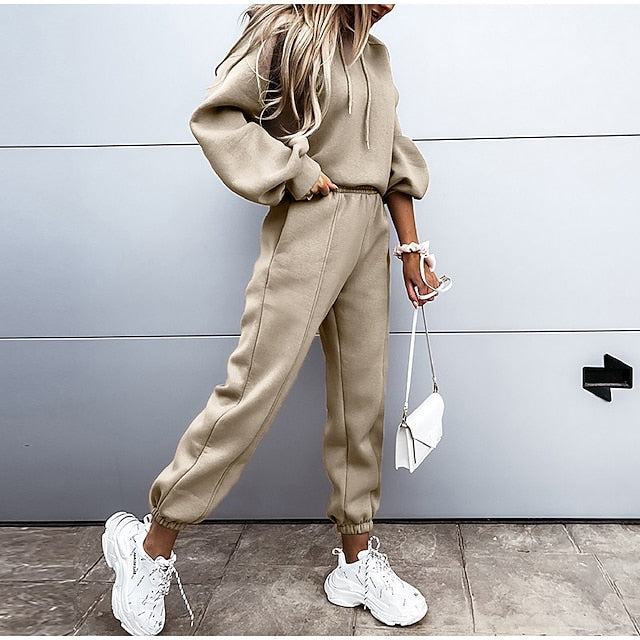 Women's Tracksuit Pants Sets Sweatshirt Long Sleeve Hooded