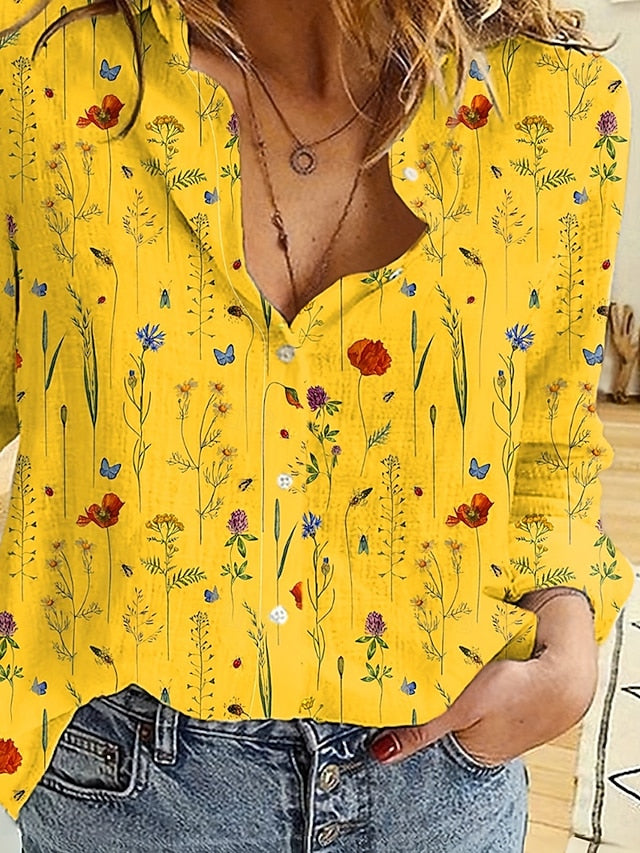 Women's Shirt Linen Like Breathable Lightweight Button Down