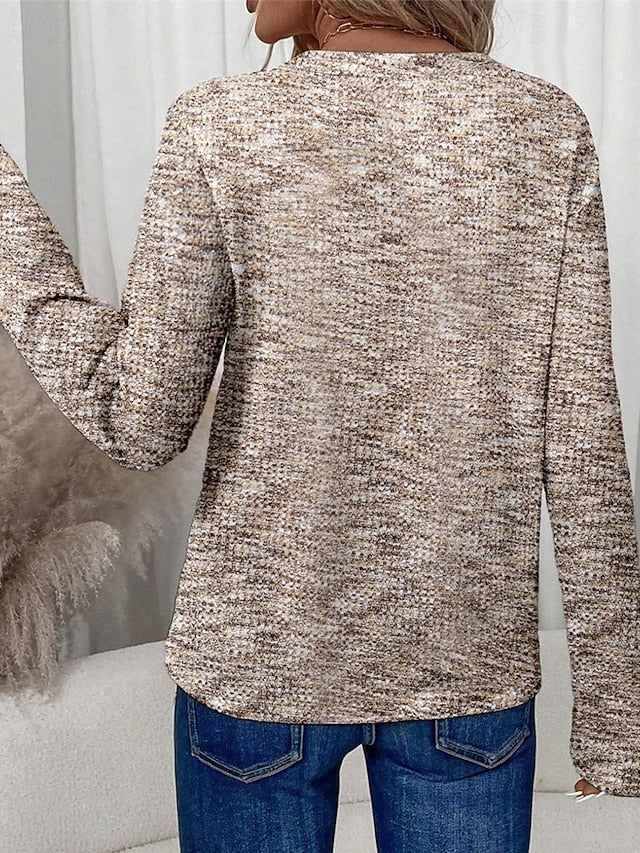 Women's Sweater Pullover Fashion Solid Color Ribbed V Neck