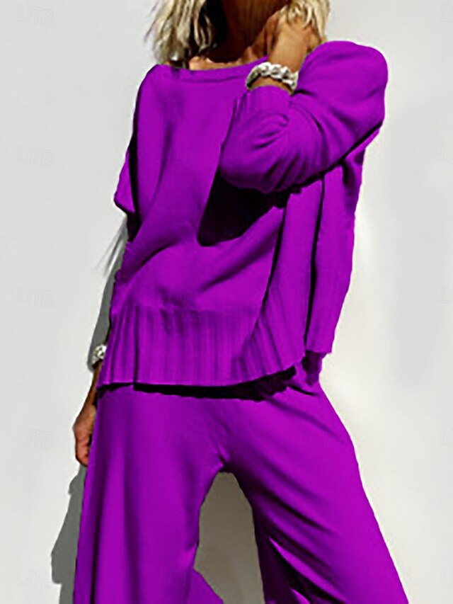 Women's Pants Sets Bolero Top Long Sleeve Crew Neck Plain