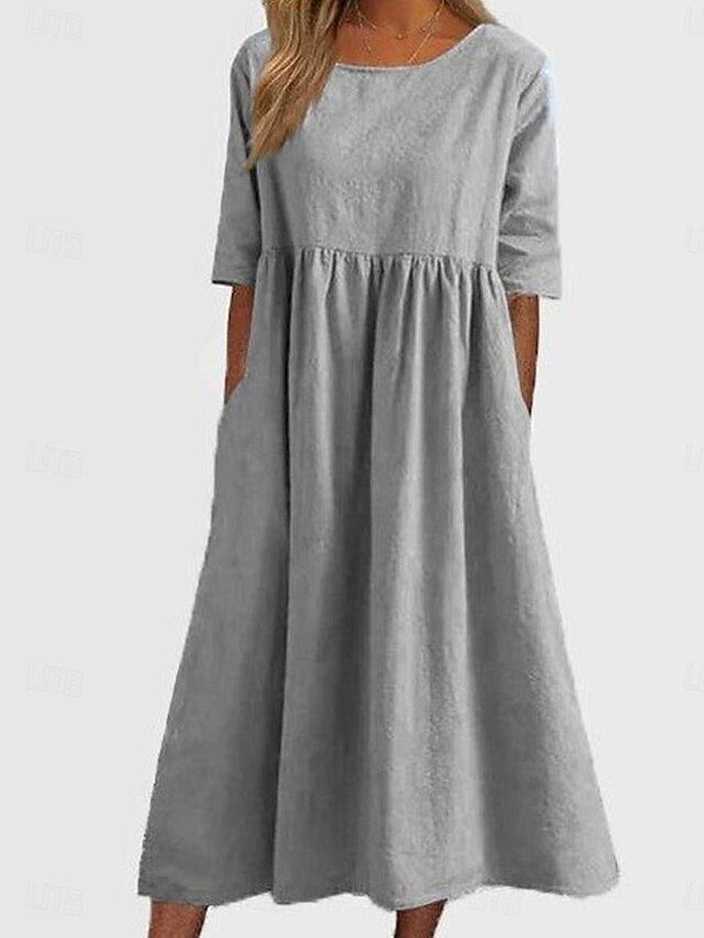 Women's Blue White Navy Blue Summer Spring Midi Dress Faux