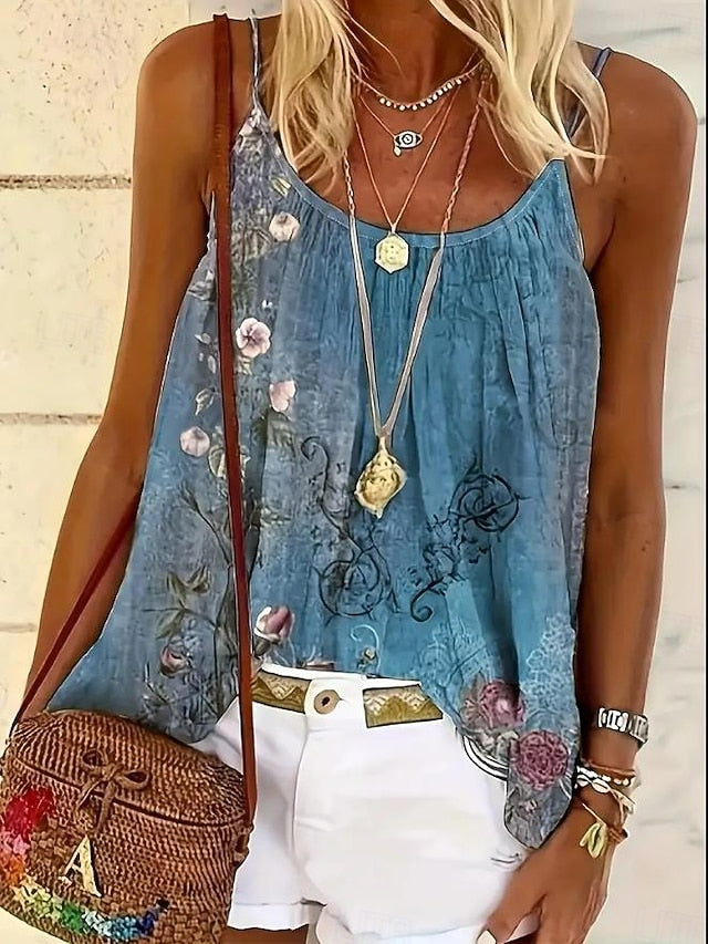 Women's Blouse Print Backless Floral Graphic Bohemia Daily