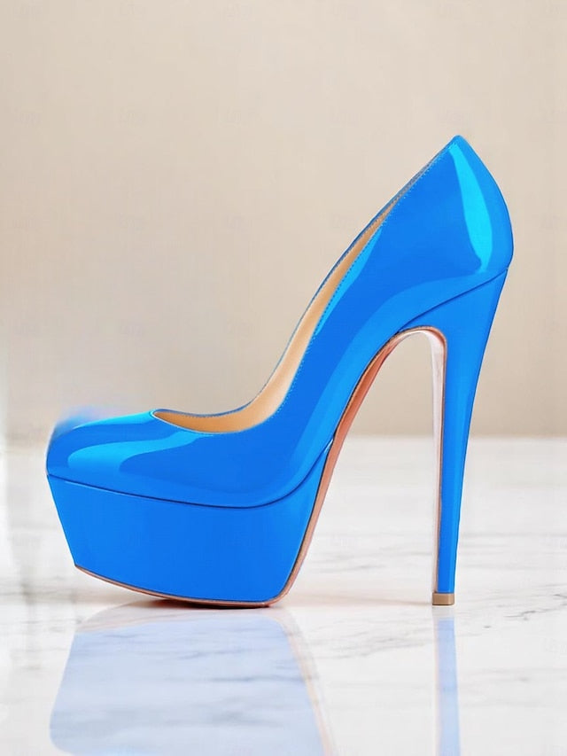 Platform Heels Patent Women's with Pointed-Toe and Black