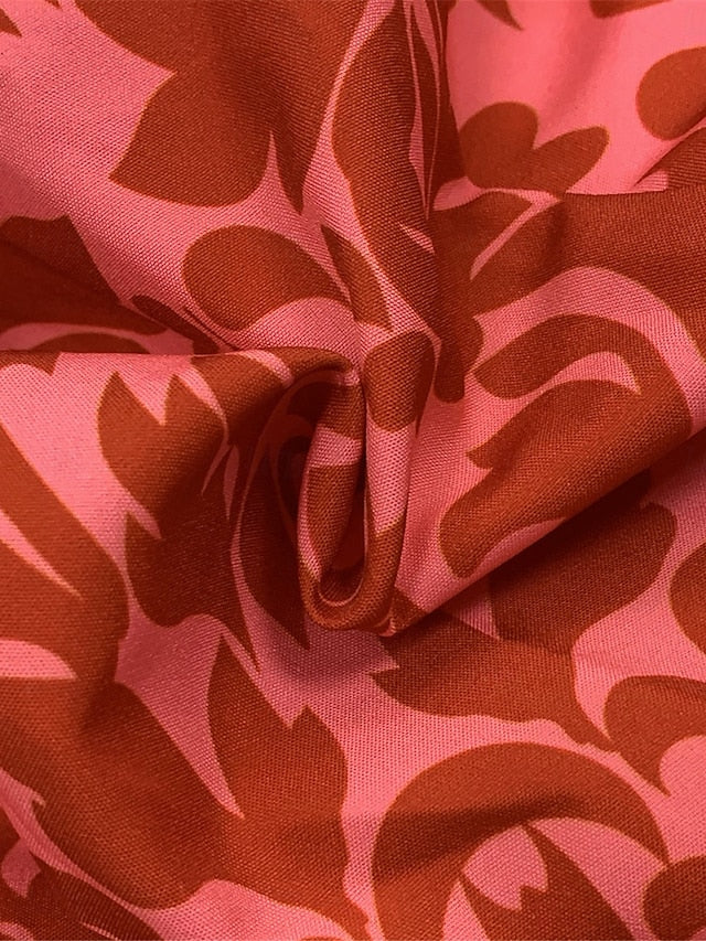 Women's Floral Print V Neck Long Dress Maxi Dress 3/4