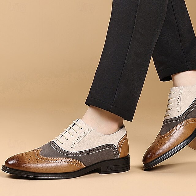 and Classic Shoes Brogue Oxford Brown Gray Men's