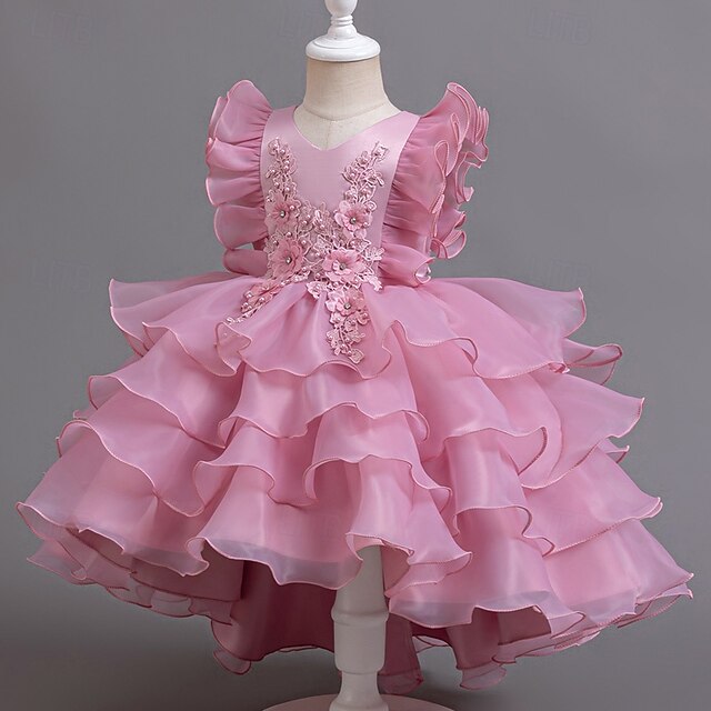 Kids Asymmetrical Girls' Floral Dress Party