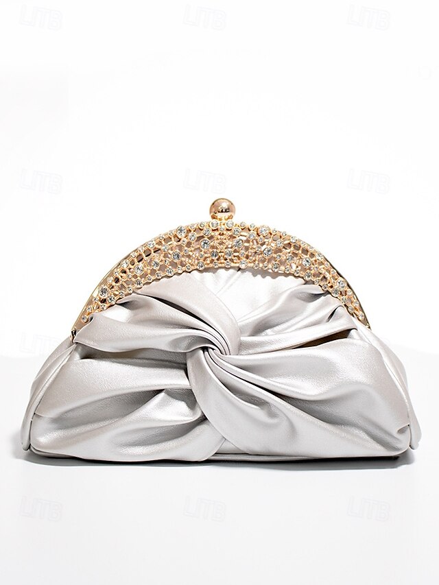Leather Faux Evening Rhinestone Women's – Bag Clutch