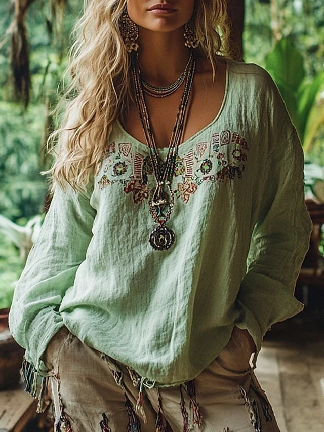 Women's Shirt Boho Shirt Blouse Print Graphic Bohemia