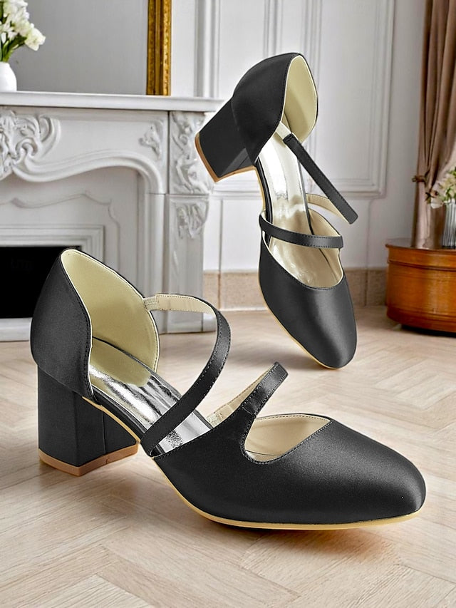 Mary Heels – 1950s Satin Elegant Women's Block Jane Green