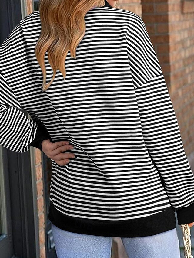 Women's T Shirt Tee Top Striped Fashion Stylish Classic