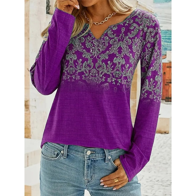 Women's Blouse Print Floral Bohemia Vacation Vintage Long