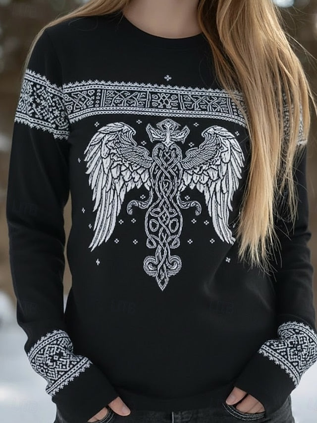 Women's Viking Vings T Shirt Graphic Vintage Bohemia