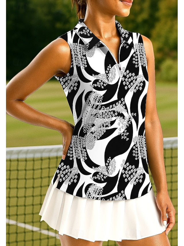Women's Geometric Sport Shirt Golf Polo Shirt Tank Top