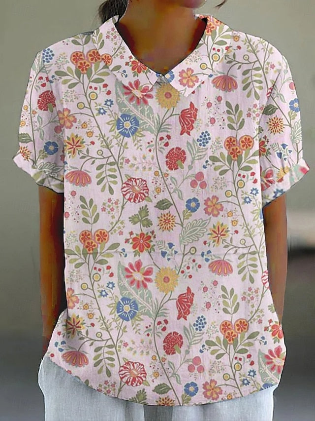 Women's Shirt Buttons Print Floral Daily Casual Short