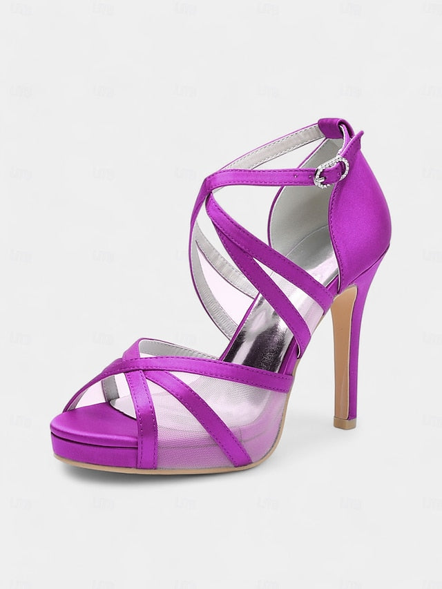 Sandals with White High Straps Bridal Heel Cross Satin Perfect -