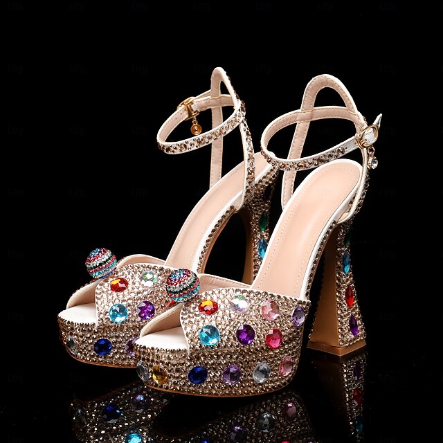 – Platform Rhinestone Sparkly Women's Colorful Sandals