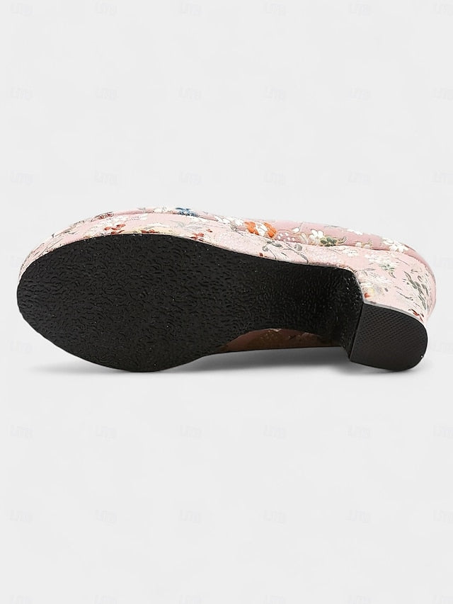 Platform Printed Block Floral Pumps - Heel Women's –