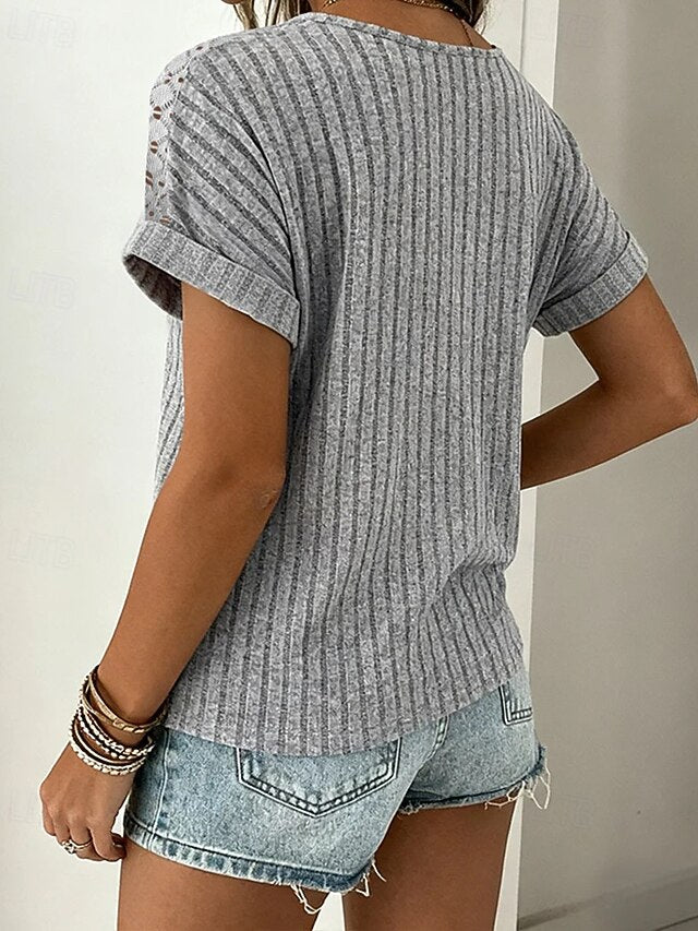 Women's Blouse Lace Solid Color Stylish Classic Casual