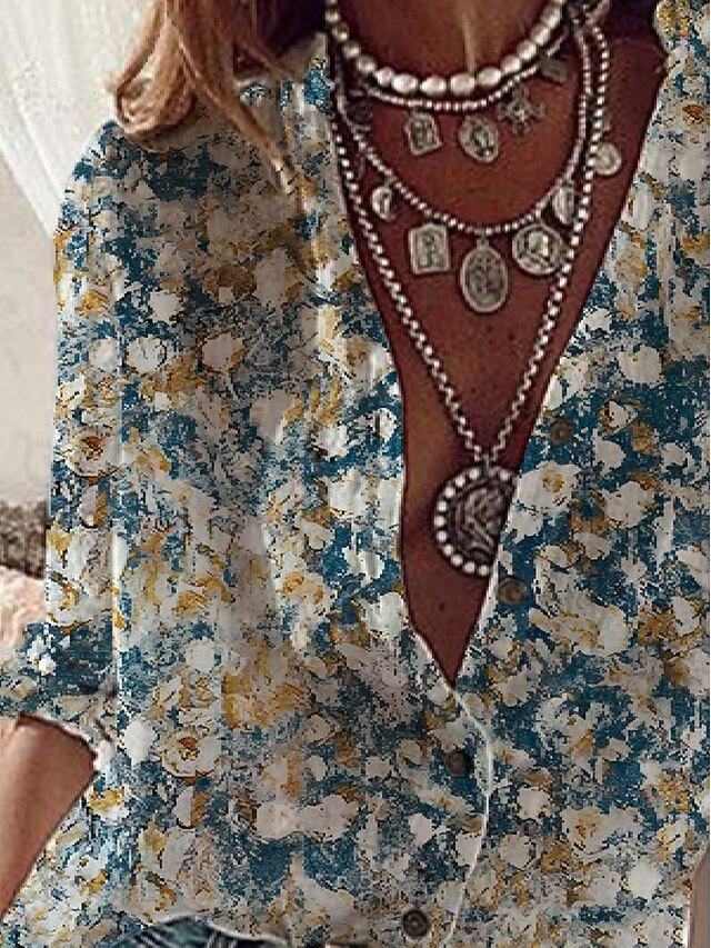 Women's Shirt Long Sleeve Button Down Blouse Tunic