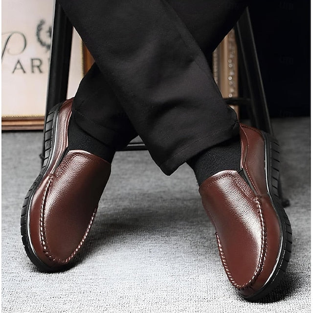 Decorative Men's Premium with Black Cowhide Slip-On Loafers