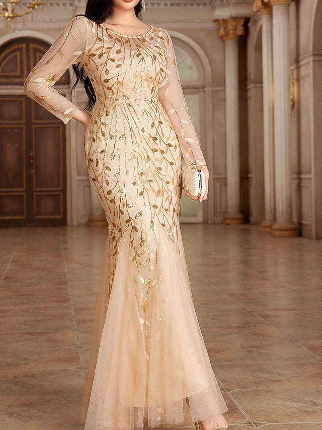 Party Neck of the Elegant Mother Bride Floor Dress Crew