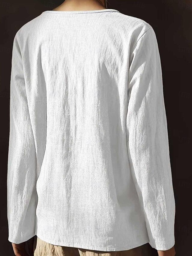 Women's Lace Splicing Top Linen T-Shirt Pleats Solid Color