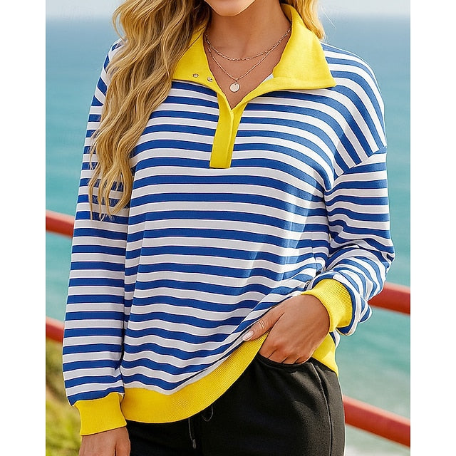 Women's Pullover Sweatshirt Casual Tops Clashing Colors