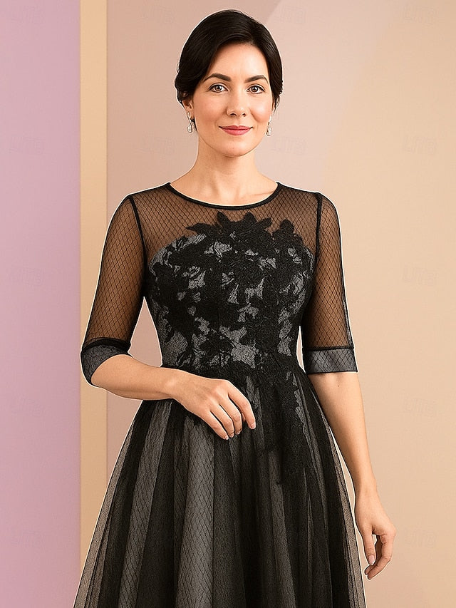 A-Line Tea Length Prom Dress Party Dress Cocktail Dress Mother