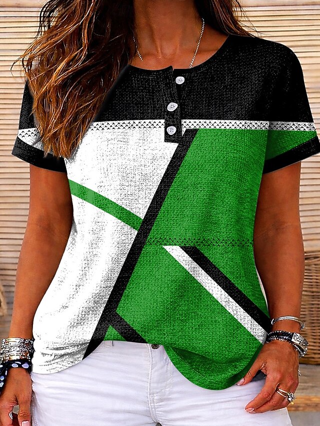 Women's Textured Knit Tops T Shirt Color Block Ombre