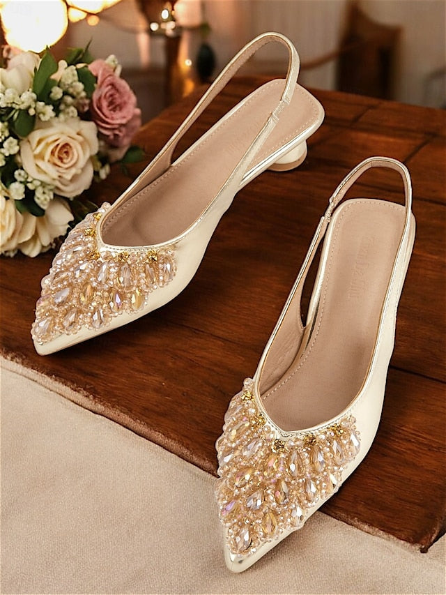 Slingback Ivory Detail with Women for Beaded Wedding - Shoes