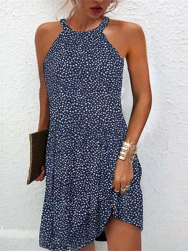 Women's Summer Dress Halter Neck Dress Print Dress Active