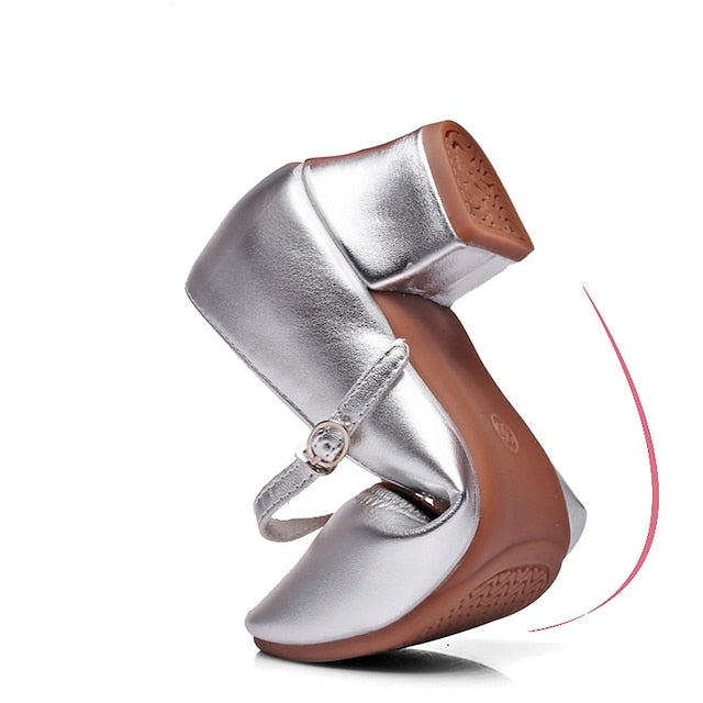 Gold Heel Dance Jane with Buckle Low Shoes Mary Women's
