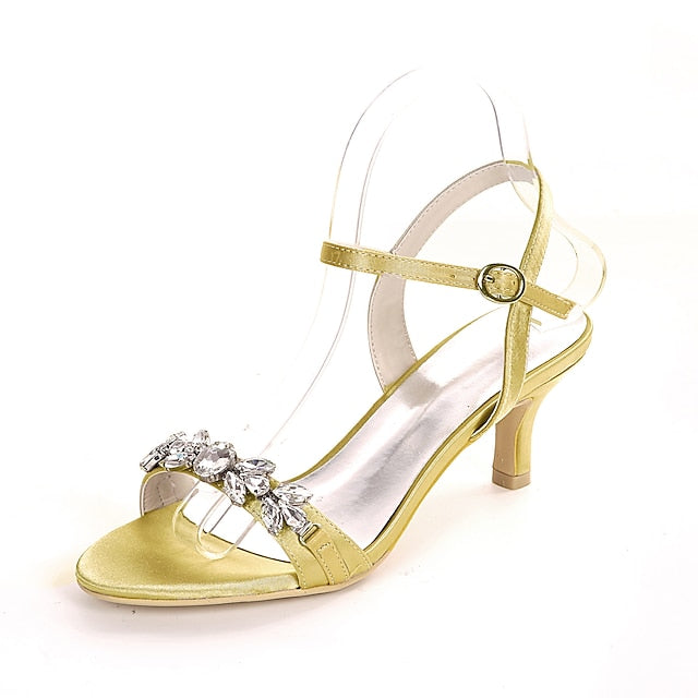 Women's Sandals Silver Elegant – Heeled Rhinestone