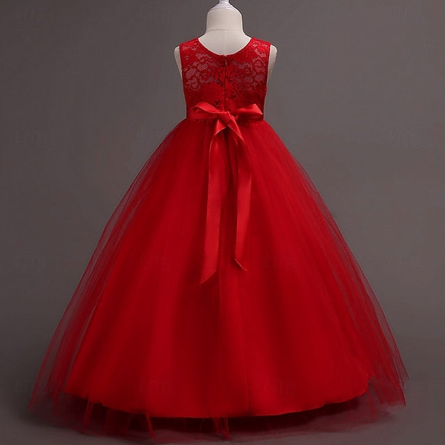 Cosplay Solid Girls' Color Kids Party Dress