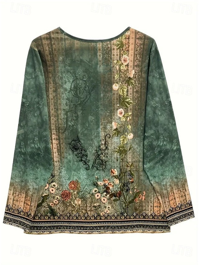 Women's T Shirt Print Graphic Plants Vintage Stylish Casual