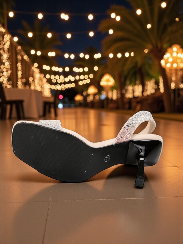 Glitter Toe Women's - Stiletto Square Sandals Slingback