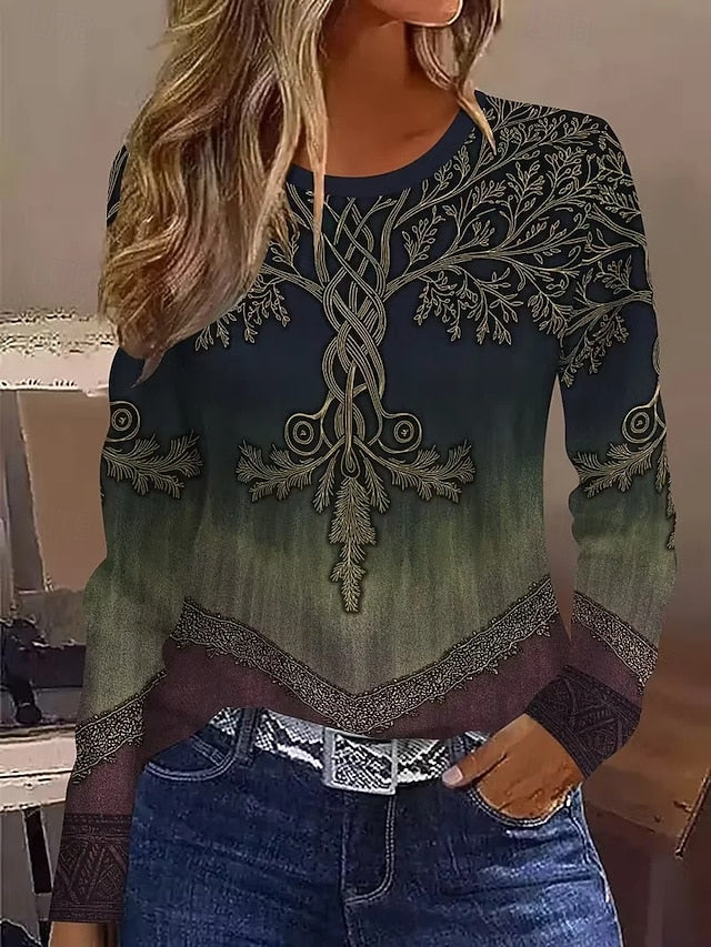 Women's Boho T Shirt Graphic Plants Fashion Stylish Classic