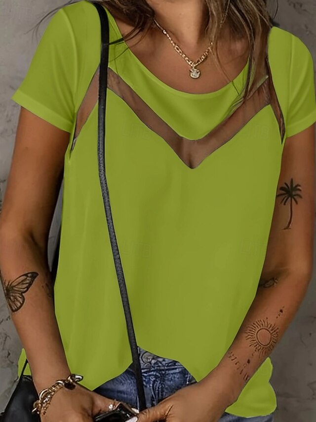 Women's T Shirt Tee Top Lace Plain Fashion Stylish Classic